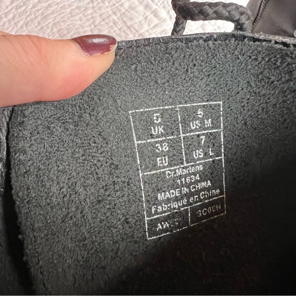 Dr. Martens 11634 Tall Heeled Black Leather Lace Up Boots - Picture 8 of 9